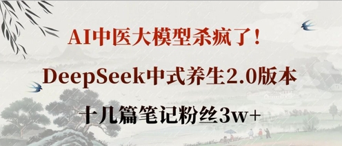 AI中医大模型杀疯了！DeepSeek中式养生2.0版本，十几篇笔记粉丝3w+-副业网