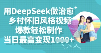 用DeepSeek做治愈乡村怀旧风格视频，爆款轻松制作，当日最高变现多张-副业网